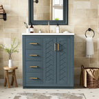 Ceramic Sink Vanity Combo with 3 Drawers and Soft Closing Doors - 30"