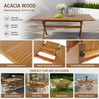 Acacia Wood Telescopic Outdoor Dining Table with Adjustable Length - Teak Finish