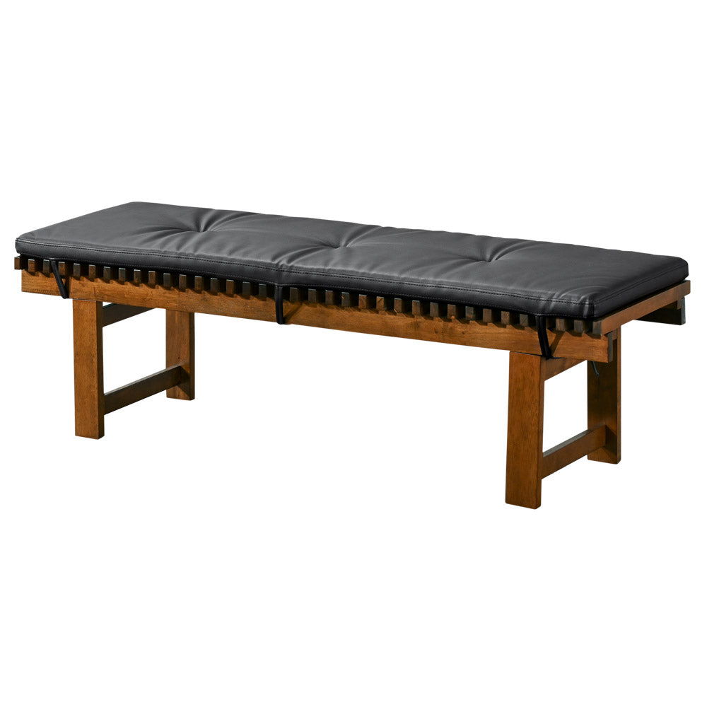 Black Upholstered Bench with Solid Wood Frame - Lucia