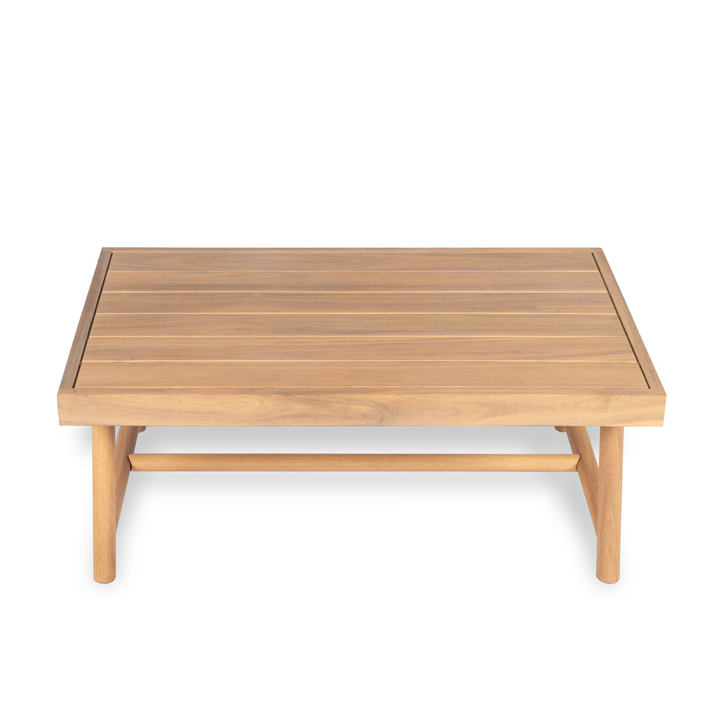 Patio Acacia Wood Chat Set with Water-Resistant Cushion - Beige