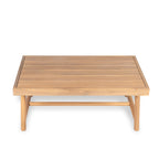 Patio Acacia Wood Chat Set with Water-Resistant Cushion - Beige