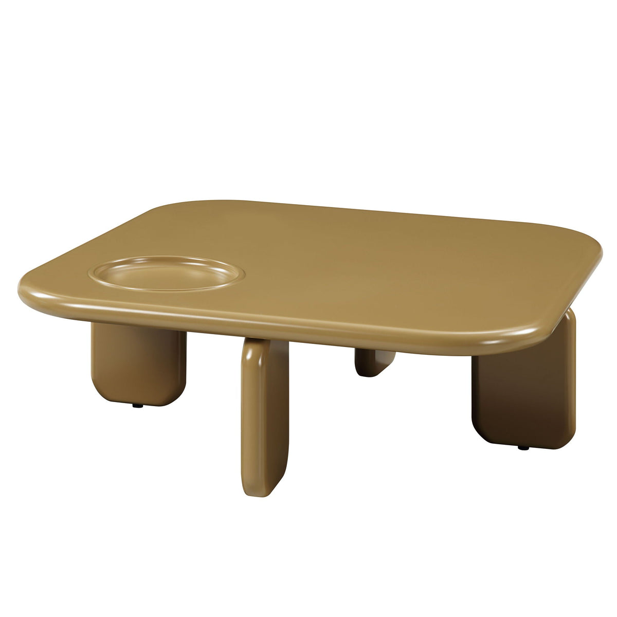 Yellow Brown Coffee Table with High Gloss Finish - 35" Square