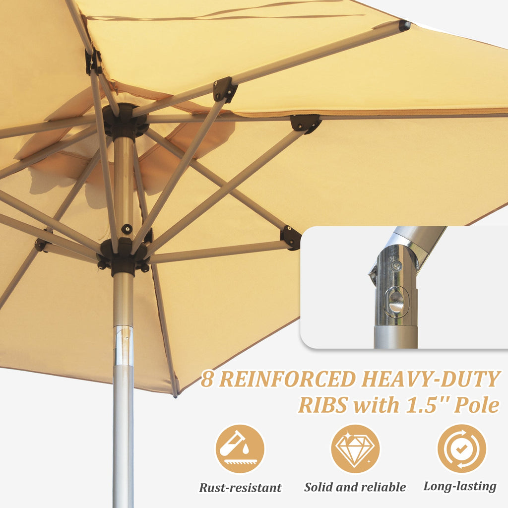 Rectangle Patio Umbrella with Crank Lift and Tilt Function - Navy Blue, Beige, Grey