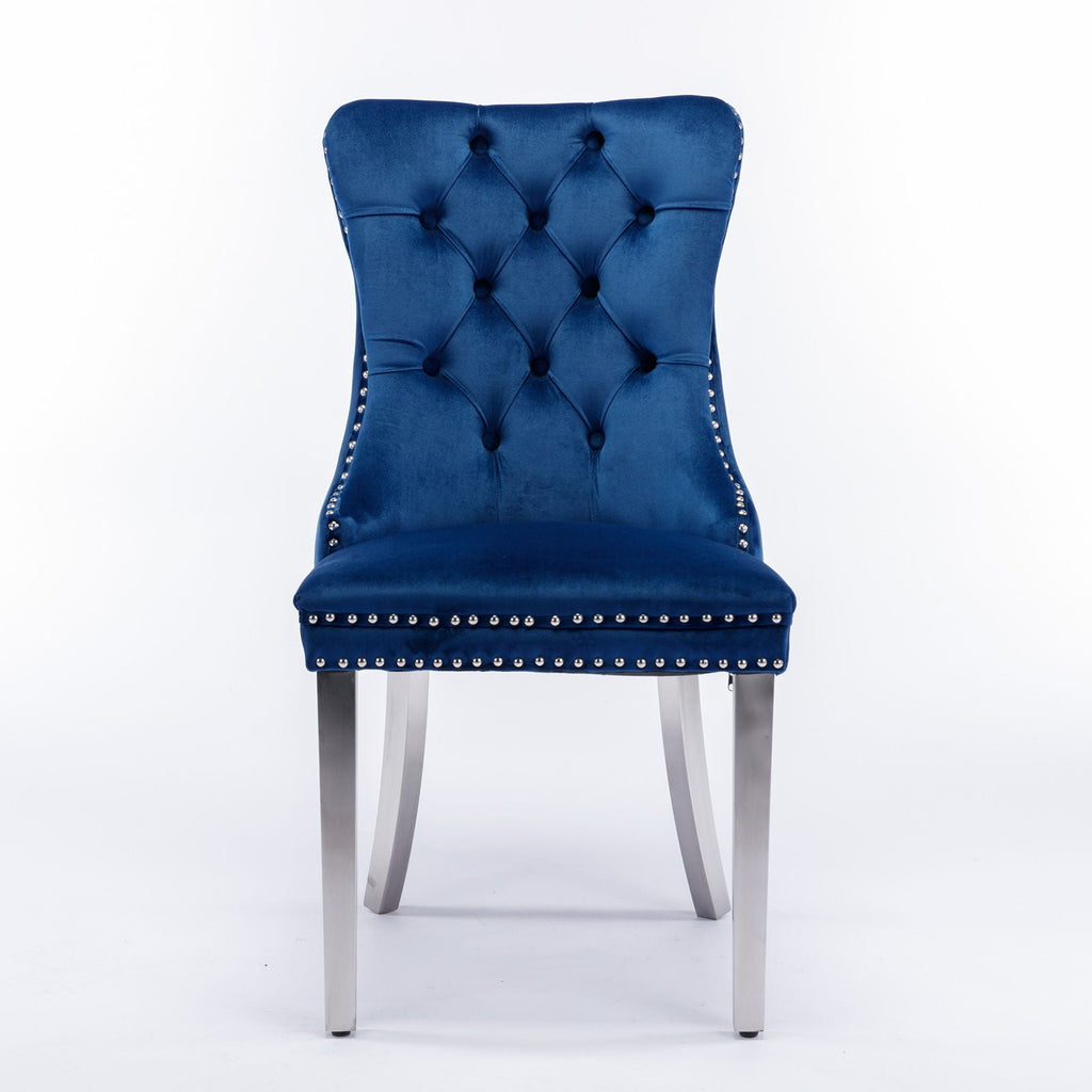 Contemporary Upholstered Dining Chair Set with Nailhead Trim - Multiple Colors