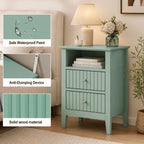 Fluted Nightstand with 2 Drawers and Soft-Close Slides - Multiple Colors
