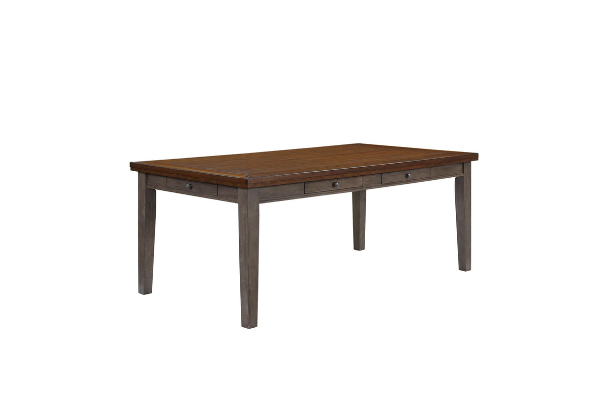 2 Tone 6 Drawer Dining Table with Ample Storage - Gray
