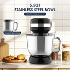 5.5QT Electric Stand Mixer with 12-Speed Tilt-Head – Stainless Steel Bowl