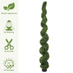7FT Spiral Topiary Trees with Realistic Faux Boxwood - Green