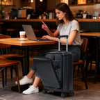 ABS Spinner Wheel Luggage Set with Cosmetic Case - Black
