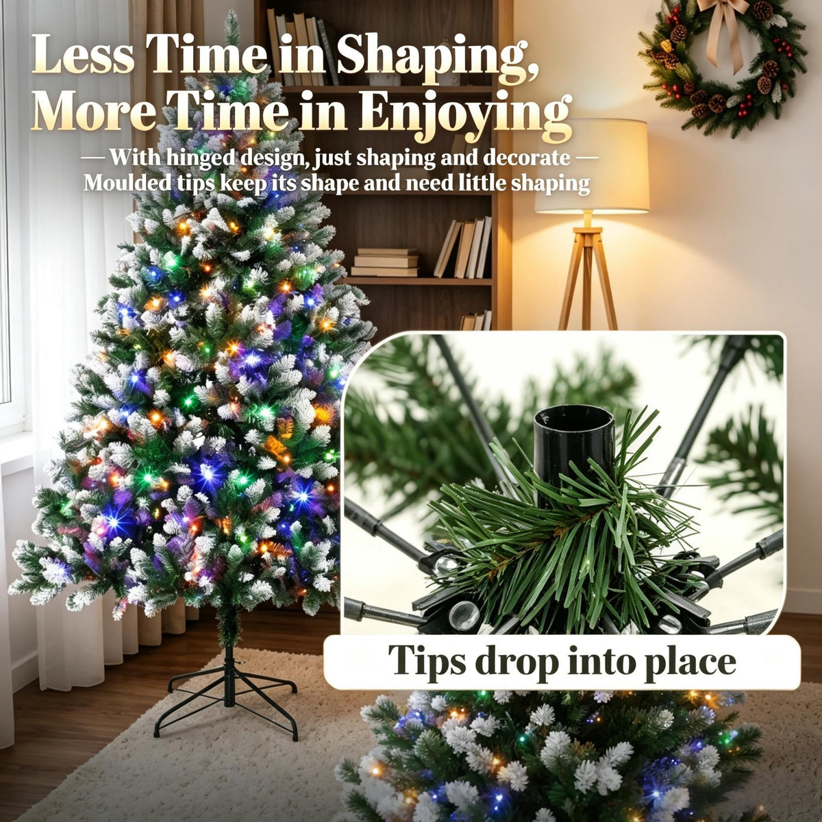 7.5 ft Pre-Lit Artificial Christmas Tree with 400 LED Lights - White Tips