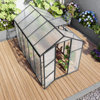Windproof Greenhouse with Raised Base - Polycarbonate Panels - Black