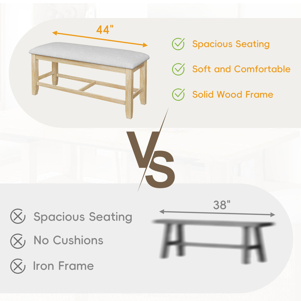 Farmhouse Extendable Dining Table Set with Removable Leaf - Natural Light