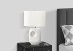 Contemporary 26"H White Ceramic Table Lamp with Ivory Shade