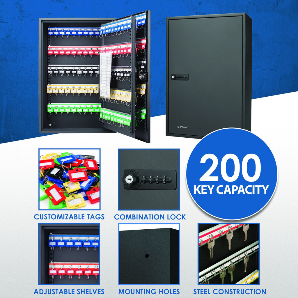 Adjustable Key Cabinet With Combination Lock - Black