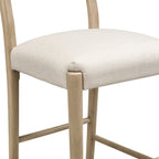 Ladder Back Counter Stool Set with Upholstered Seats - Farmhouse Style