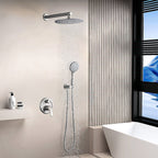 Wall Mounted Shower Set with High Pressure 10" Rain Head & 5-Function Handheld - Gold or Pearl Silver