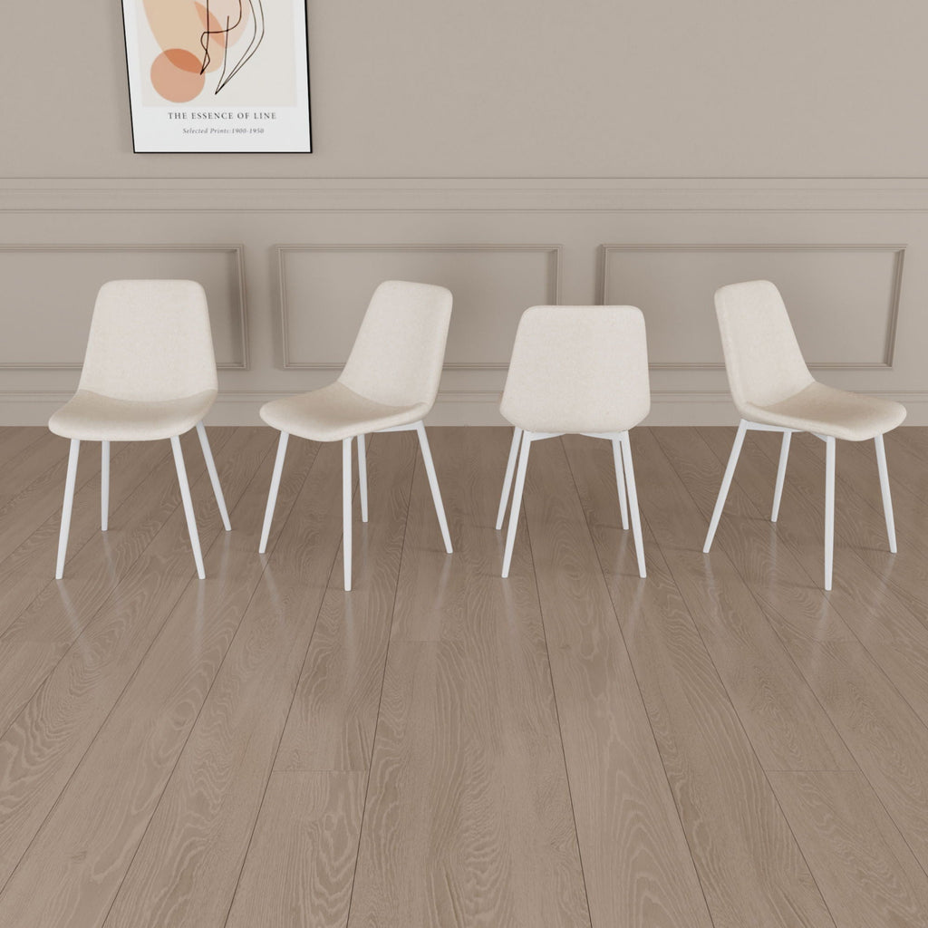 Modern Kitchen Dining Chairs Set of 4 with Linen Padding - Beige