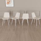 Modern Kitchen Dining Chairs Set of 4 with Linen Padding - Beige