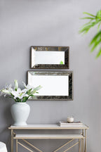 Antique Rectangle Mirror with Floral Accents - Pearl Silver