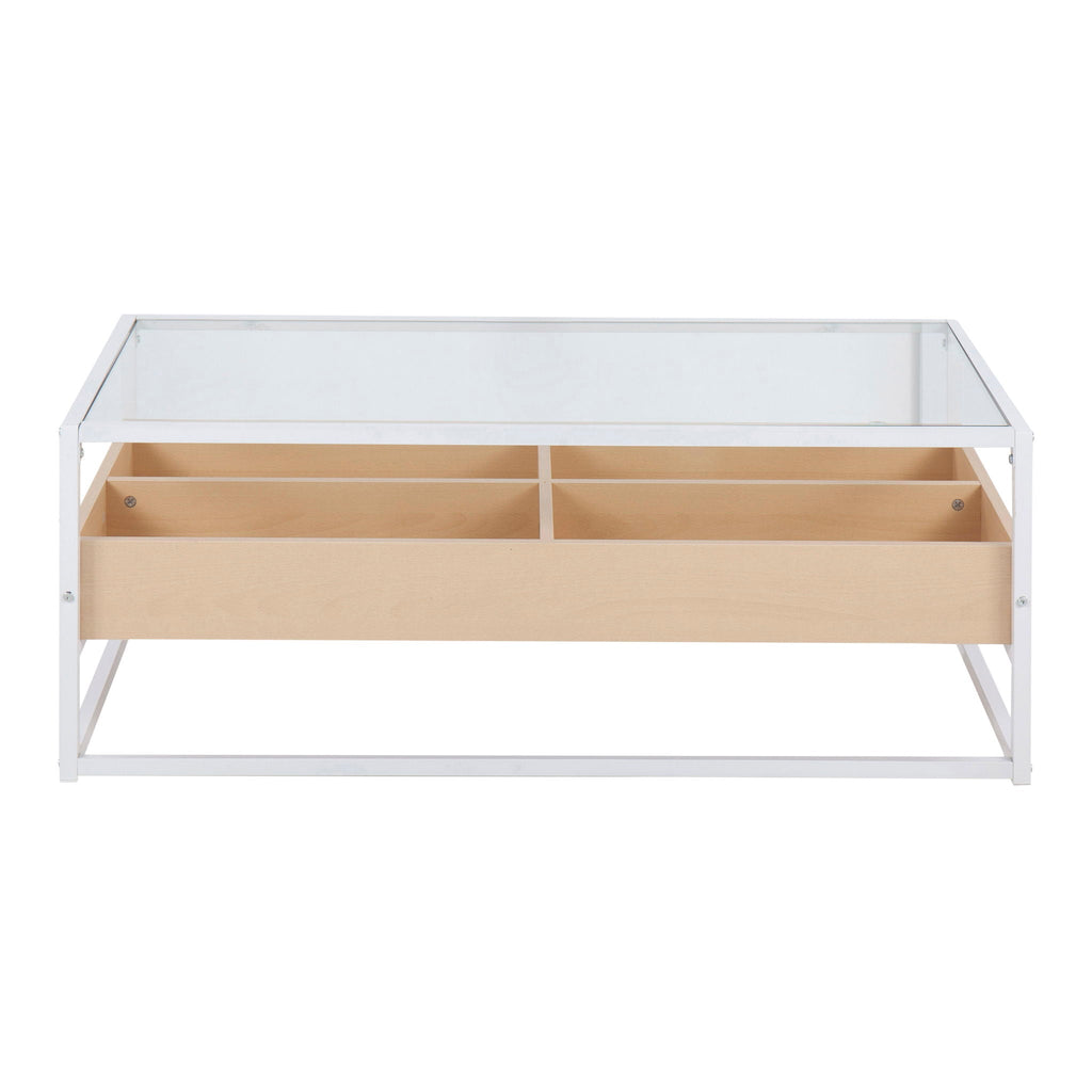 Contemporary Coffee Table with Tempered Glass Top - Beige or Dark Brown