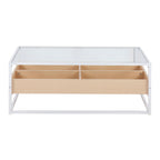 Contemporary Coffee Table with Tempered Glass Top - Beige or Dark Brown