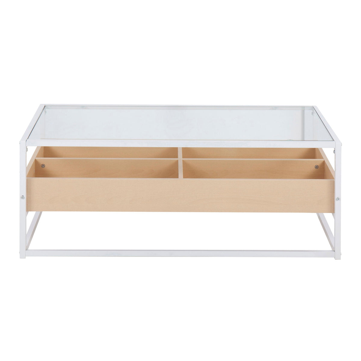 Contemporary Coffee Table with Tempered Glass Top - Beige or Dark Brown