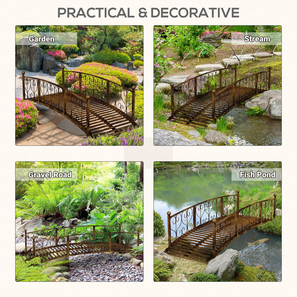 Metal Garden Bridge with Safety Siderails – Steel, 82.75" L