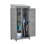 Outdoor Storage Shed with Vertical Tool Cabinet - Solid Wood, Dark Gray or Light Brown