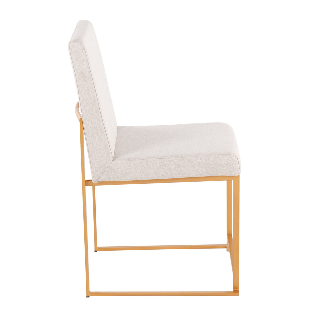Contemporary High Back Dining Chair Set with Upholstered Seat - Multiple Colors