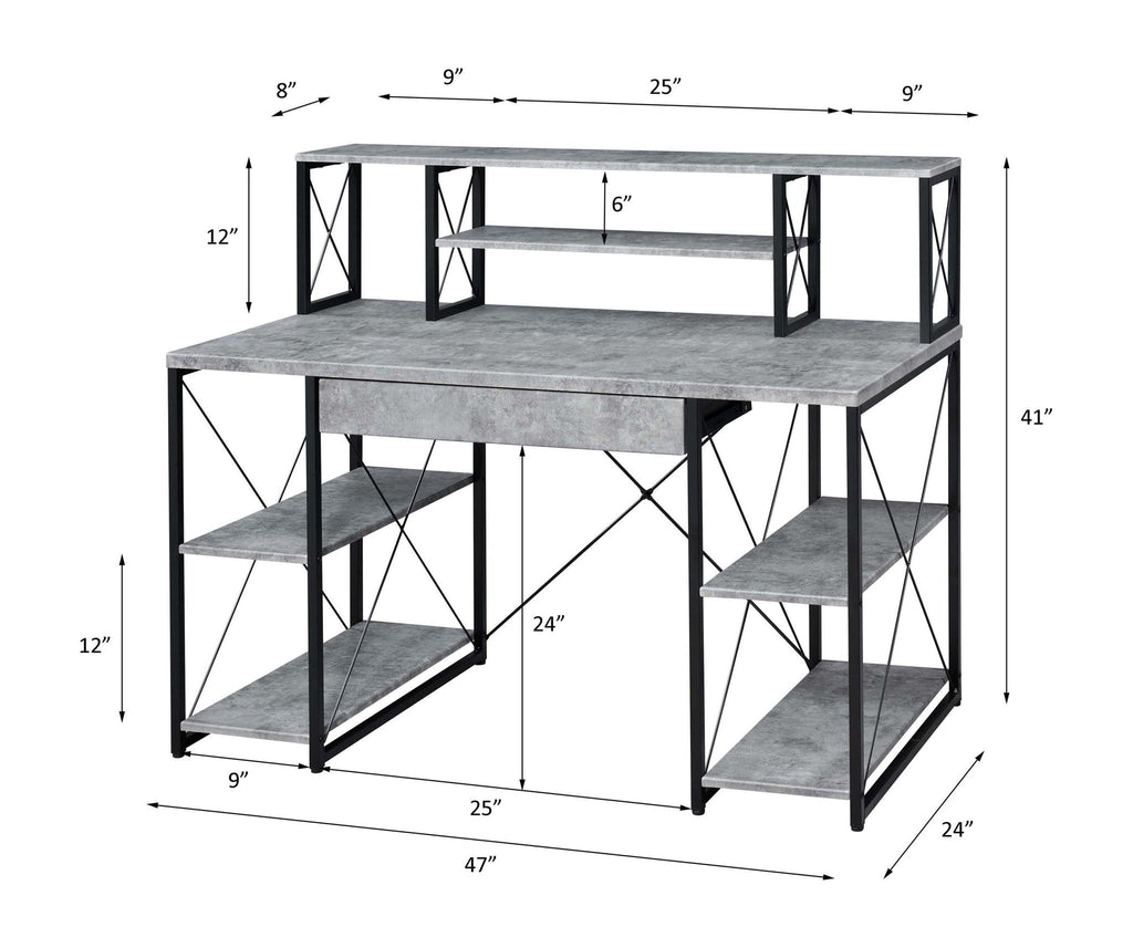 Amiel All Purpose Writing Desk with Storage - Black, Dark Gray, or White