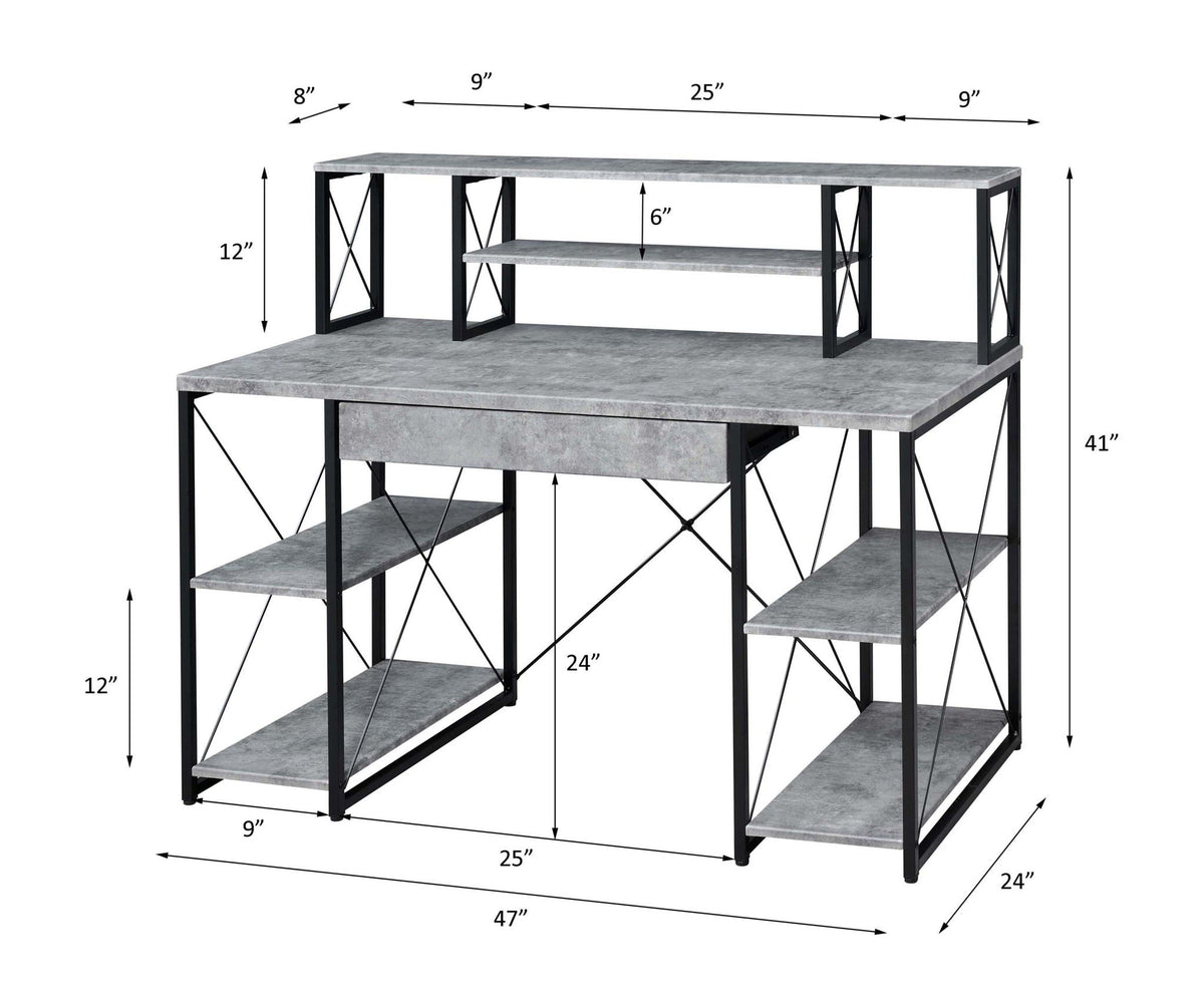 Amiel All Purpose Writing Desk with Storage - Black, Dark Gray, or White