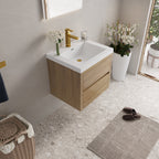 24" Wall-Mounted Bathroom Vanity with Stone Resin Sink - Light Wood