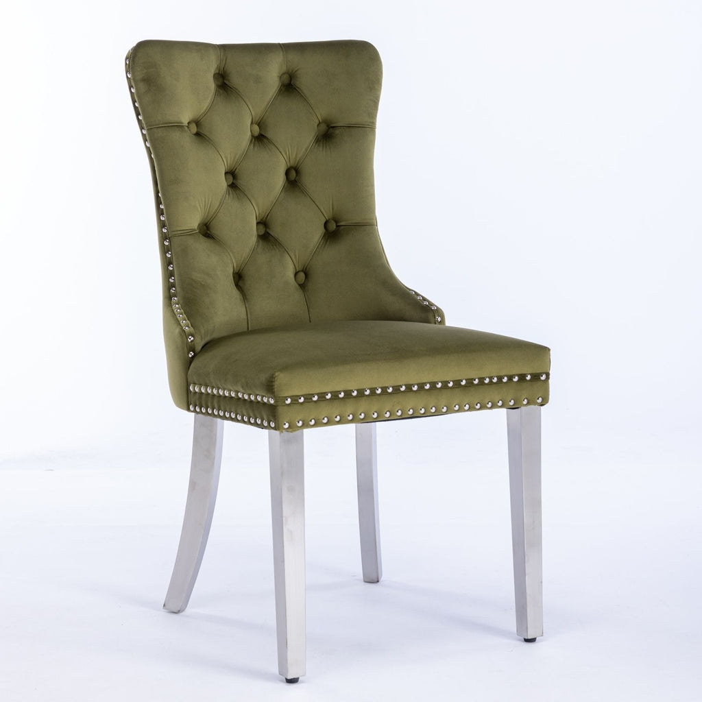 Contemporary Upholstered Dining Chair Set with Nailhead Trim - Multiple Colors