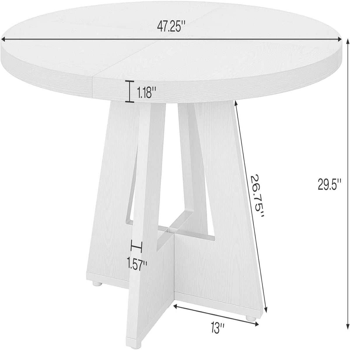Round Dining Cross Base Kitchen Table with Engineered Wood - Assorted Colors