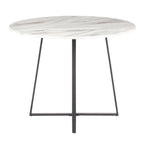 Contemporary Glam Dining Table with Round Marble Top - Pearl Silver, Gold, or Black