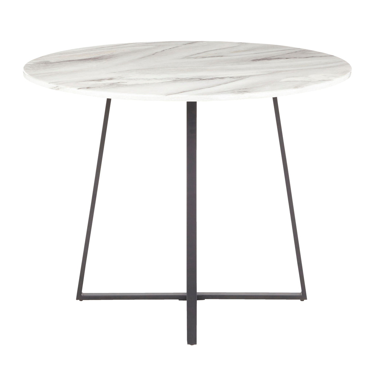 Contemporary Glam Dining Table with Round Marble Top - Pearl Silver, Gold, or Black