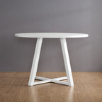 White 5 Piece Dining Set with Round Table and Windsor Chairs