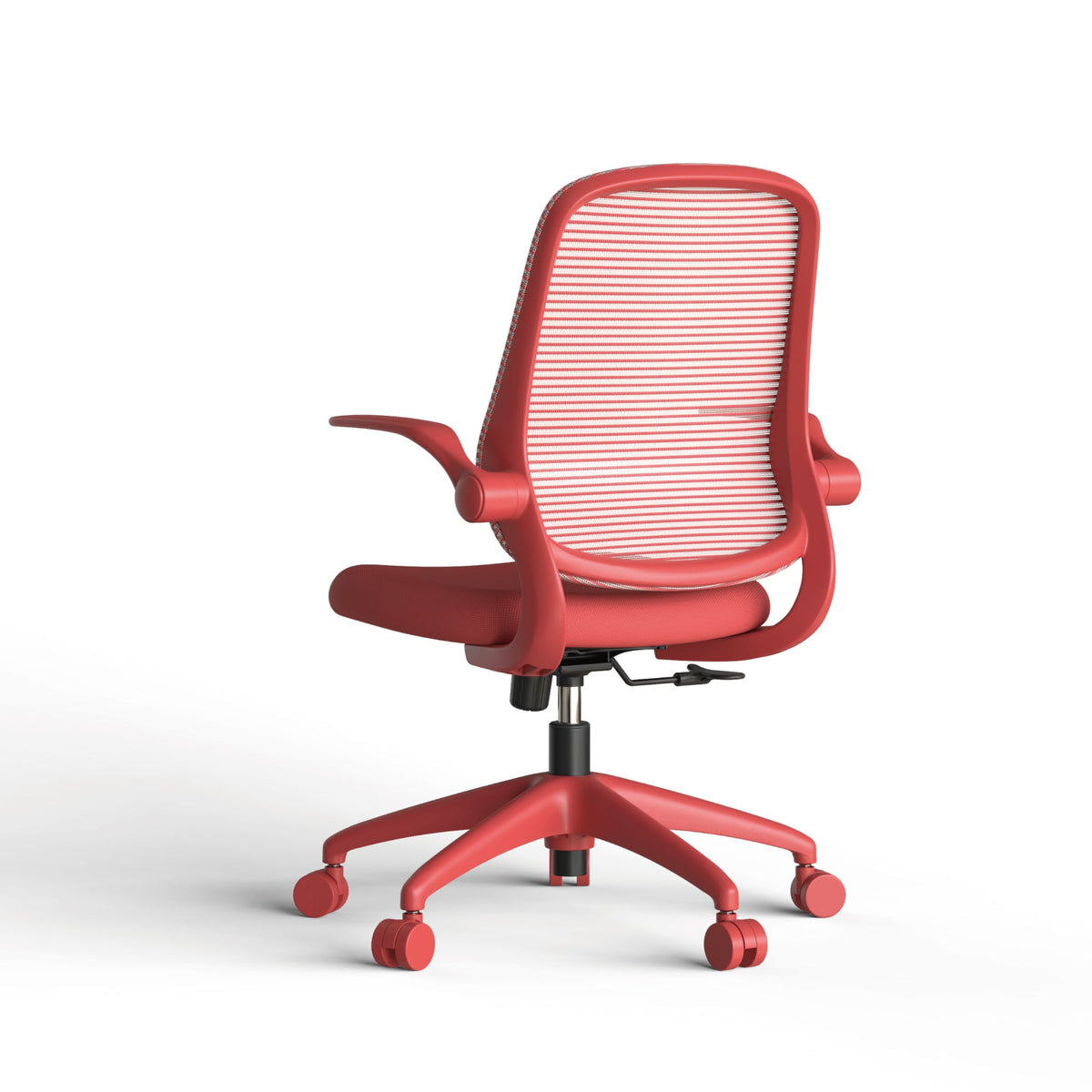 Ergonomic Office Chair with Mesh Back and Flipping Armrests - Red