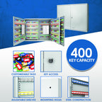 Adjustable Key Cabinet with Lock - Multiple Sizes, Gray or Black