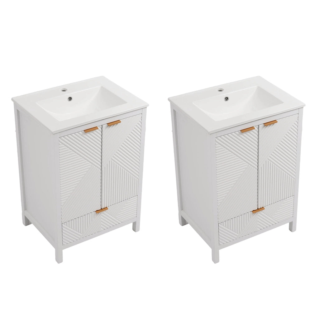 Modern Bathroom Vanity with Sink Combo – Compact Storage - Dark Brown or White