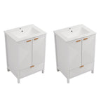 Modern Bathroom Vanity with Sink Combo – Compact Storage - Dark Brown or White