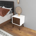 Mid-Century Modern Night Stand with 2 Drawers - Dark Brown or White