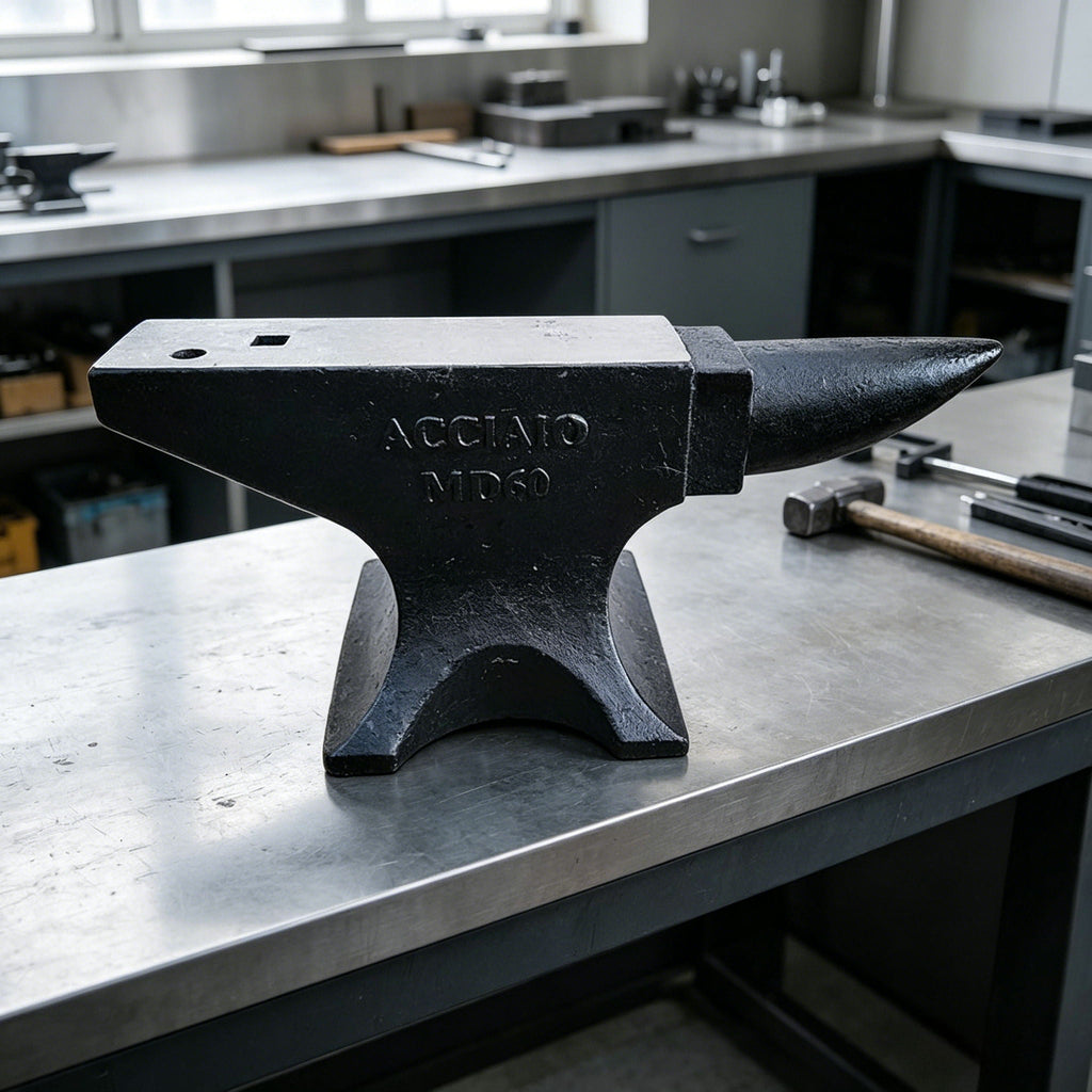 Cast Steel Single Horn Anvil with Polished Surface - Black