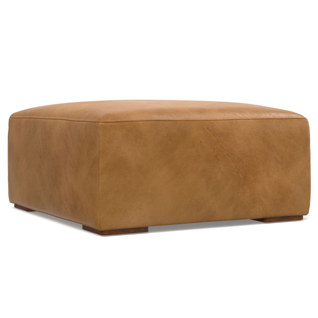 Light Brown Versatile Design Upholstered Ottoman with Medium Firm Cushion - Rex