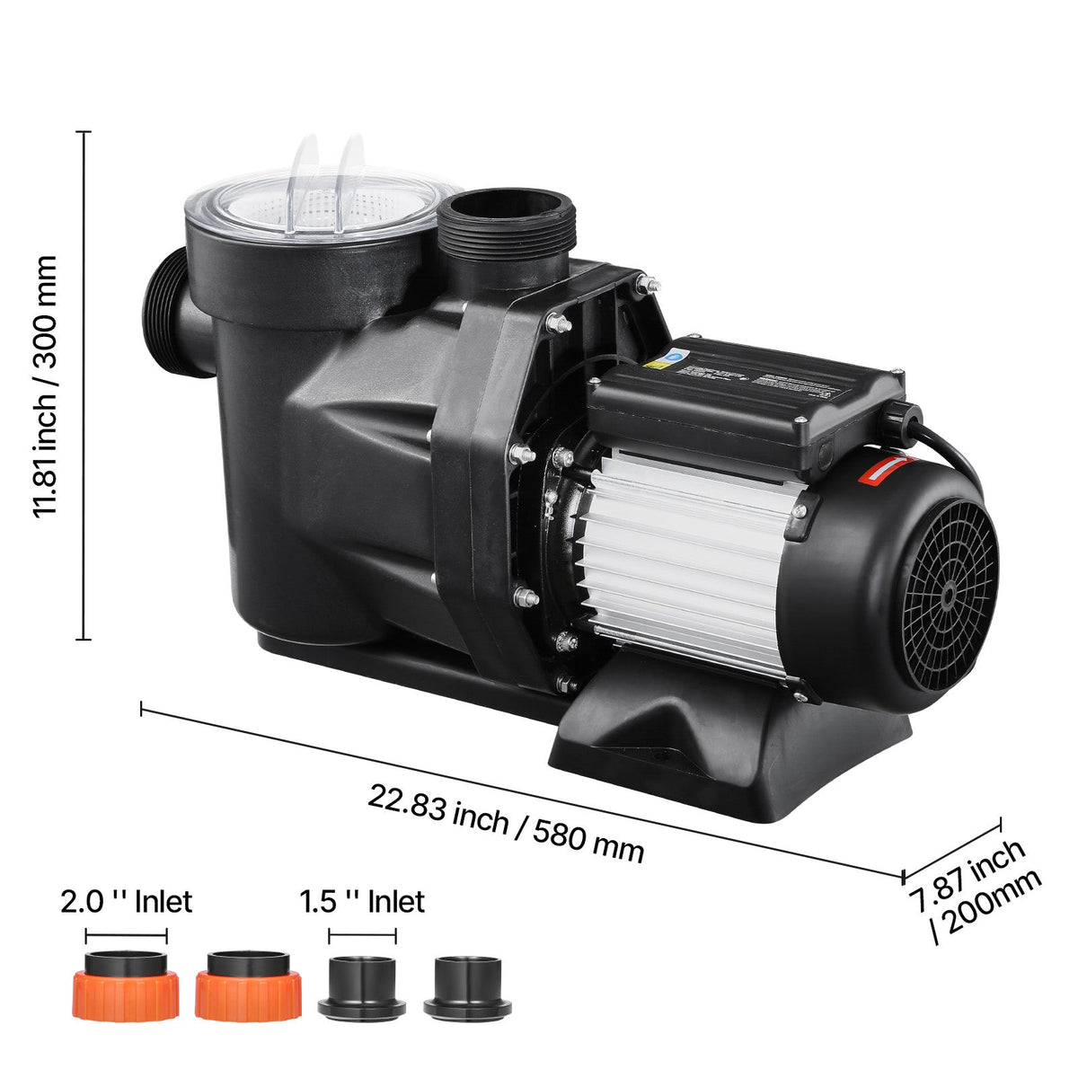 2 HP Above Ground Swimming Pool Pump with Corrosion-Resistant Shell - Black