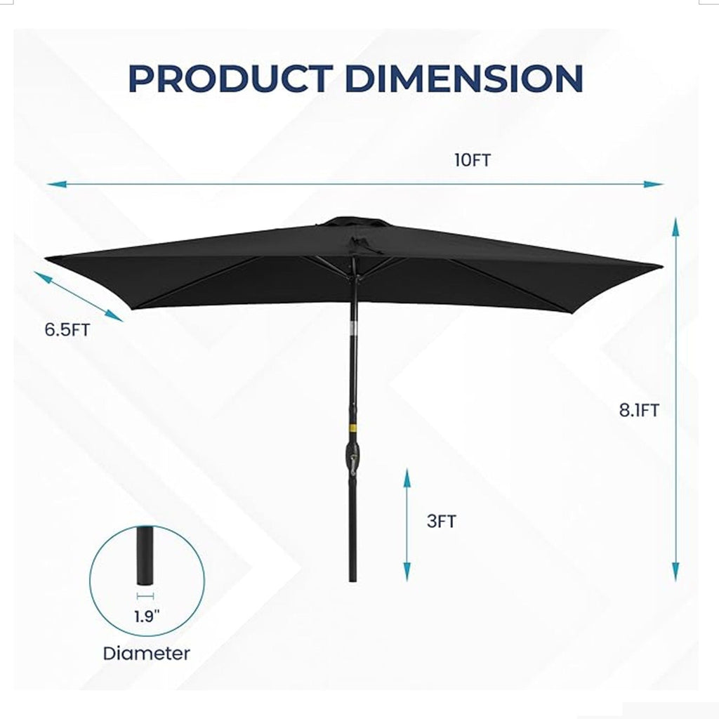 Rectangular Patio Umbrella with Crank Tilt - UV-Resistant Canopy