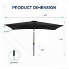 Rectangular Patio Umbrella with Crank Tilt - UV-Resistant Canopy