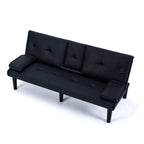 Foldable Sofa Bed with Cup Holder and Solid Wood Frame - Multiple Colors