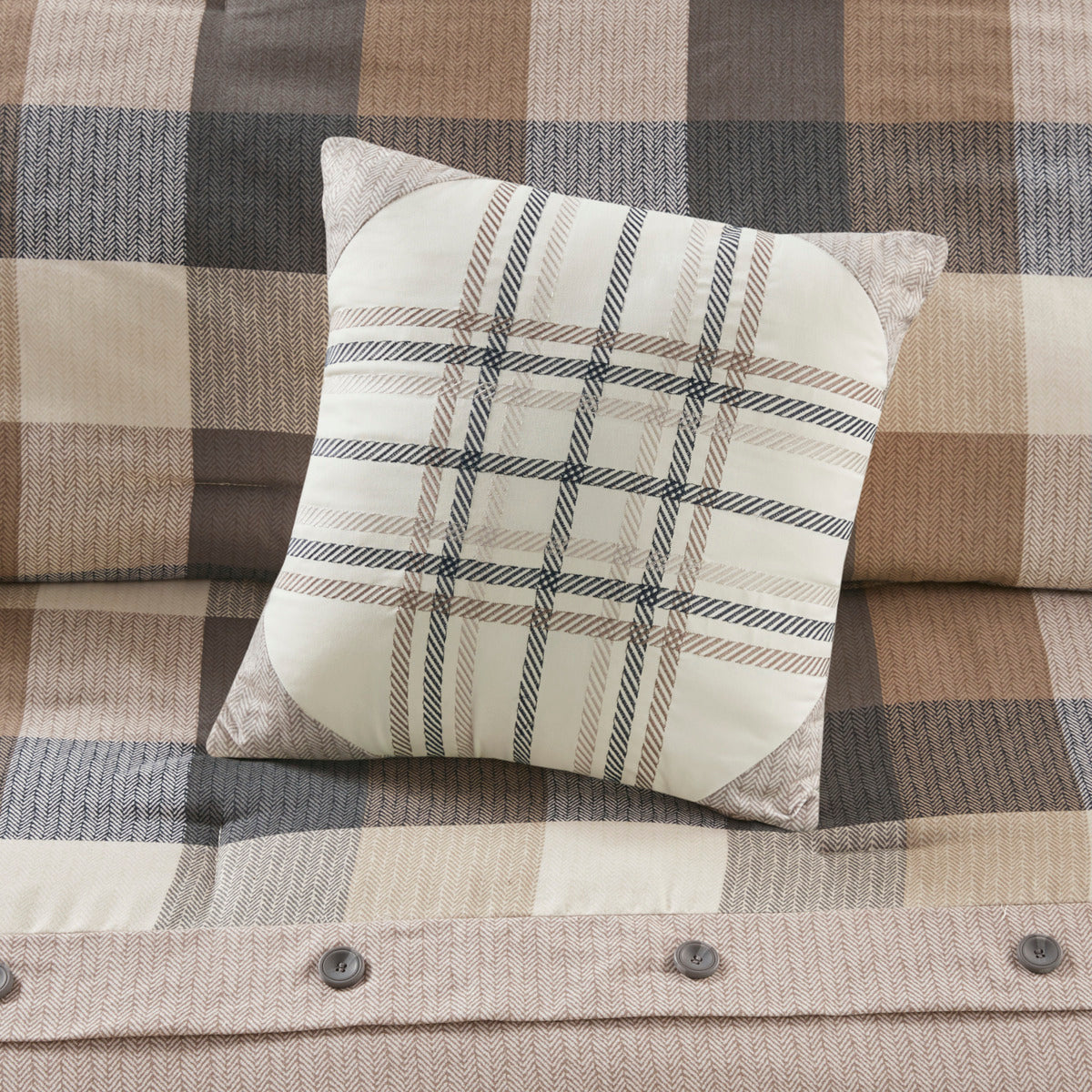 Herringbone Queen Comforter Set with Hypoallergenic Fill - Neutral
