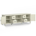 Wide Solid Wood TV Stand with Ample Storage - Dark Brown, White, Gray